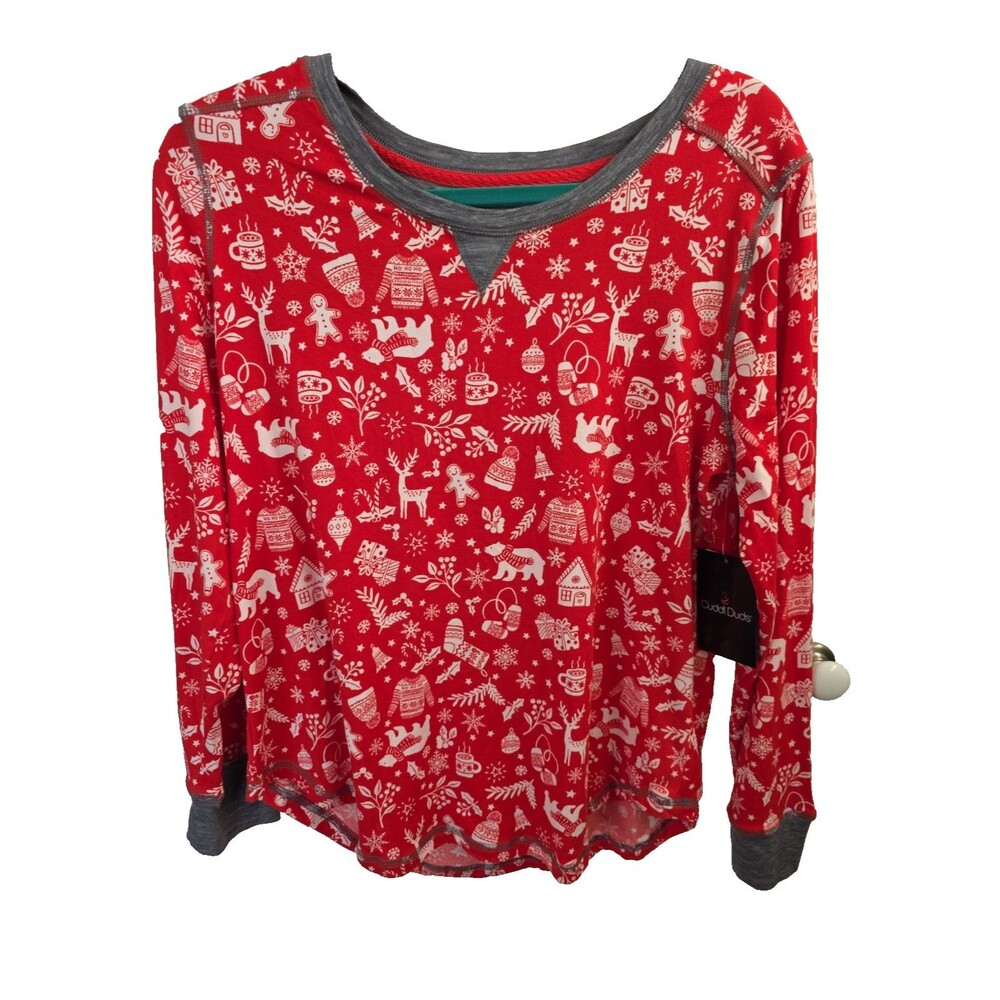 Cuddl Duds Women's Soft Winter Themed PJ Lounge Top New Medium